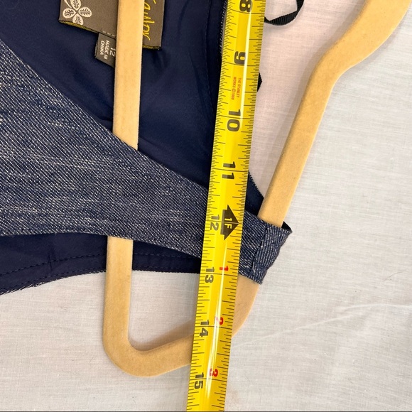 TAYLOR Womens Midi 100% Linen Fit And Flare Denim Dress Wedding Party Nautical - Picture 5 of 12